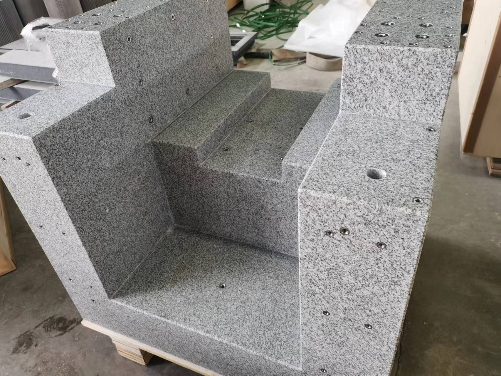Natural stone parts for air bearing White gray gran